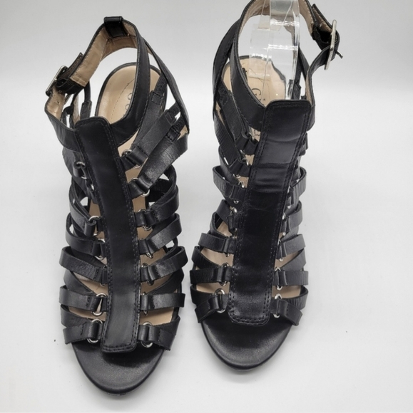 GUESS Black Strappy Gladiator Stiletto Heels "Wgkennie-T" - Women's Size 7M - Picture 3 of 4